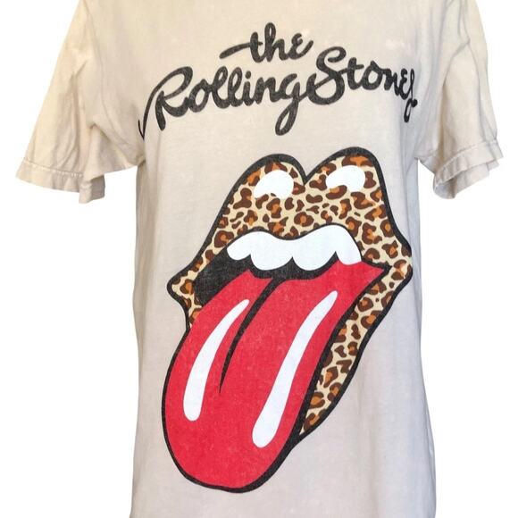 The Rolling Stones Tongue Leopard Lips T Shirt Short Sleeve Women's Size Small - Picture 3 of 7